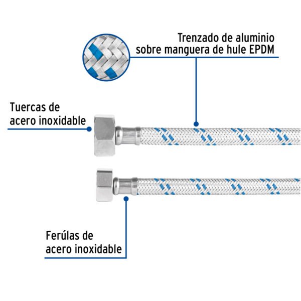 FWC-35+FC1 Manguera p/WC, aluminio, 1/2" x 7/8", 35 cm, FOSET