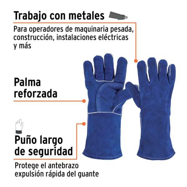 GU-515+FC1 Guantes para soldador, reforzados, azules, TRUPER
