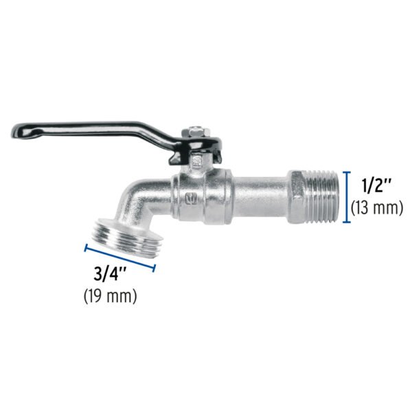 Llave de esfera de zinc 1/2", 110 g, s/adaptador, BASIC