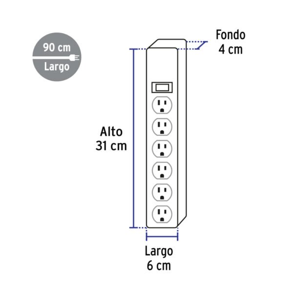 MUL-660+FC2 Multicontacto 14 AWG 6 entradas supresor de picos 600 joules