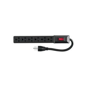 Multicontacto 16 AWG doméstico económico 6 entradas, negro