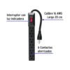 Multicontacto 16 AWG doméstico económico 6 entradas, negro