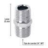 Niple de acero, macho-macho, cuerda 1/4" NPT, PRETUL