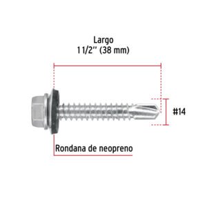Blíster 7 pijas #14x1-1/2" hexagonal punta broca con rondana