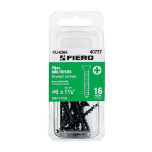 Blíster 16 pijas 6 x 1-1/2"cabeza plana phillips multiusos