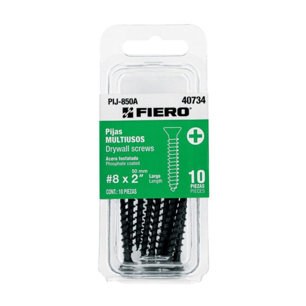 Blíster 10 pijas 8 x 2" cabeza plana phillips multiusos