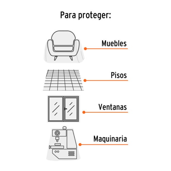 PLAP-10R+FC3 Plastiprotector 5 x 2 m, uso rudo, TRUPER