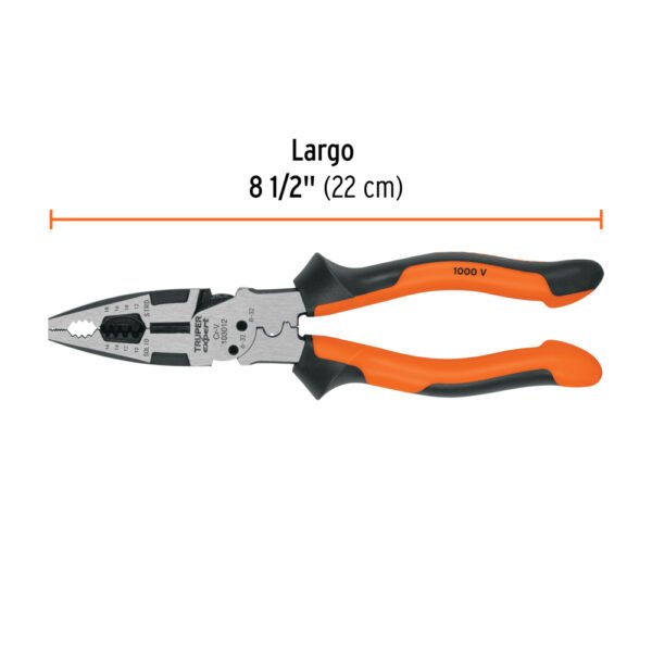 Pinza multiuso 8" electricista, comfort grip, TRUPER EXPERT