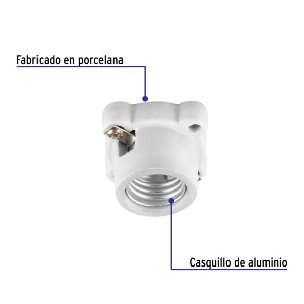 Portalámpara de porcelana, cuadrado, VOLTECK