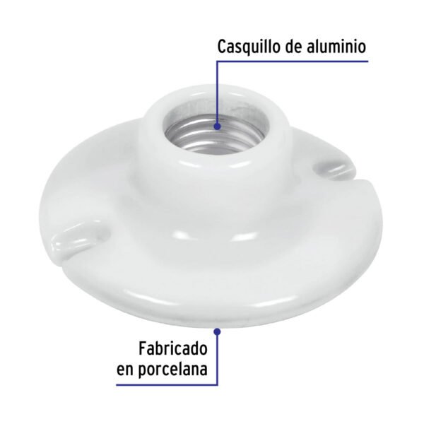 Portalámpara de porcelana, 3-1/2", redonda, VOLTECK