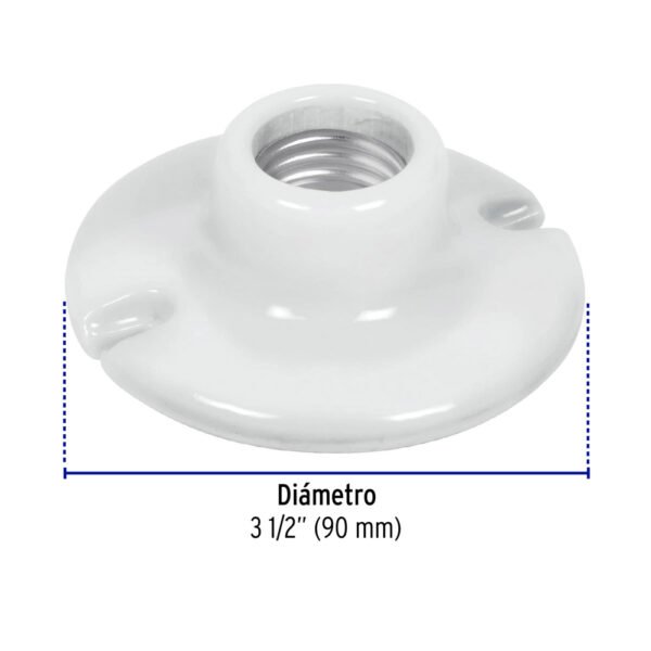 Portalámpara de porcelana, 3-1/2", redonda, VOLTECK