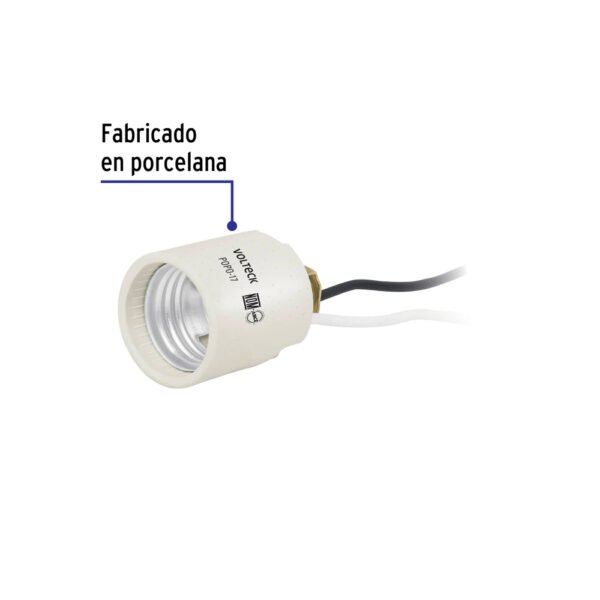 Portalámpara de porcelana, soporte tipo niple, VOLTECK