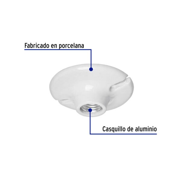 Portalámpara de porcelana, 4-1/2", redonda, VOLTECK