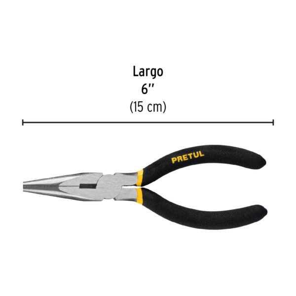 Pinza de punta y corte 6" mango de PVC, PRETUL
