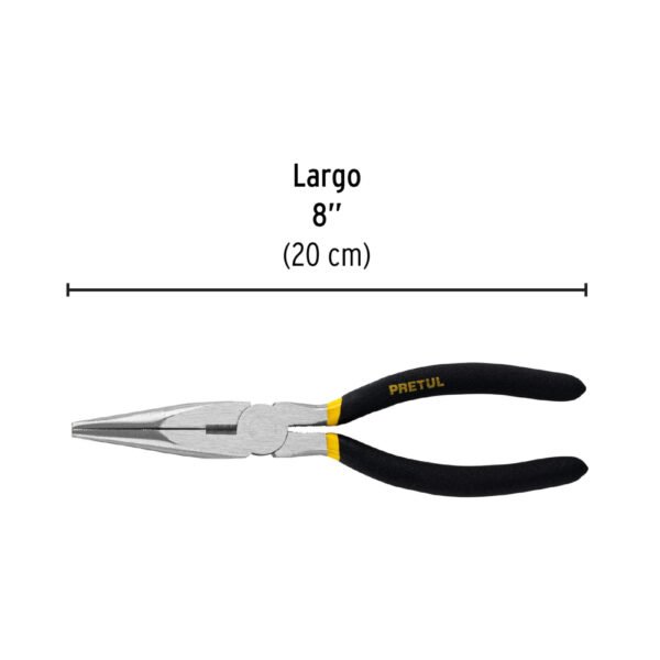Pinza de punta y corte 8" mango de PVC, PRETUL
