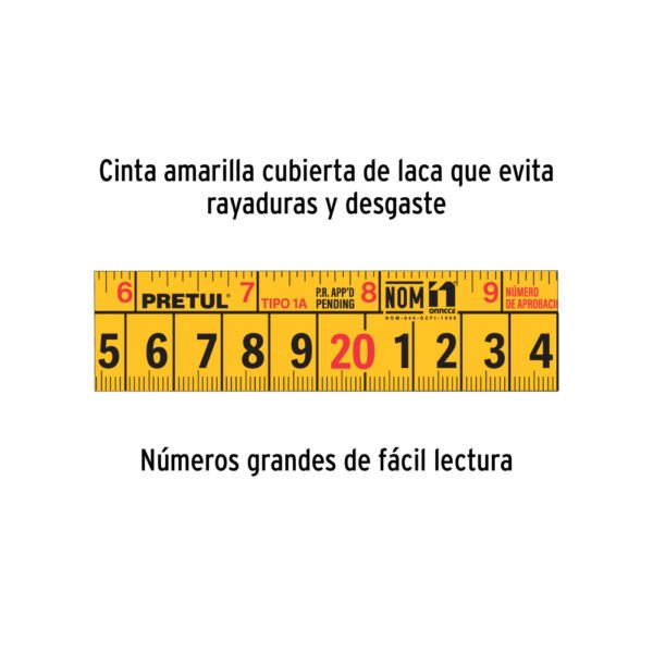 Flexómetro rojo 8 m cinta 25 mm, en tarjeta, PRETUL