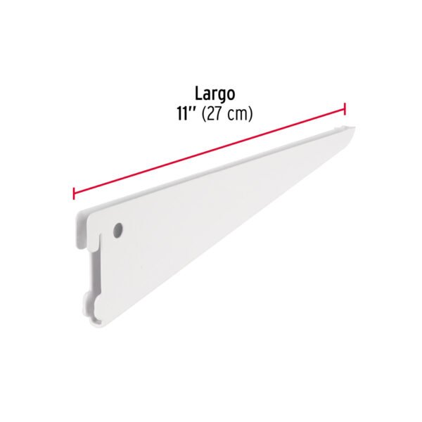 Ménsula plana blanca para cremallera doble, 27cm, FIERO