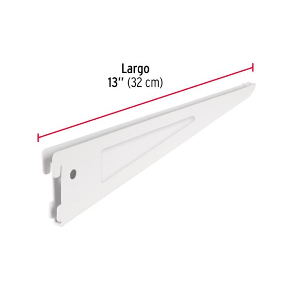 Ménsula plana blanca para cremallera doble, 32cm, FIERO
