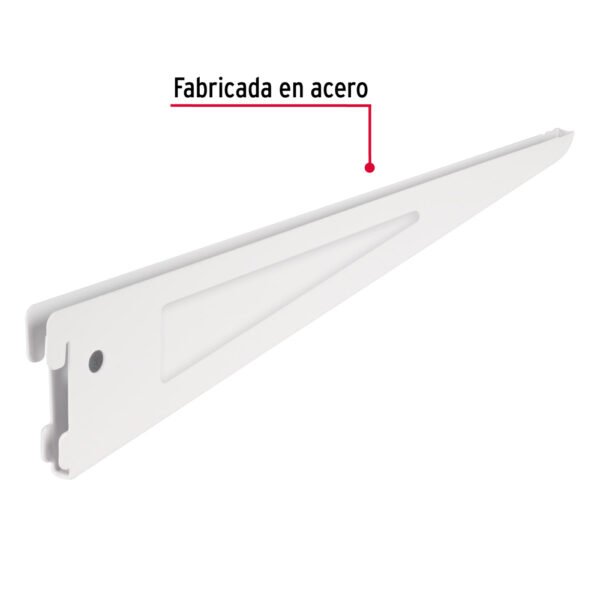 Ménsula plana blanca para cremallera doble, 22cm, FIERO