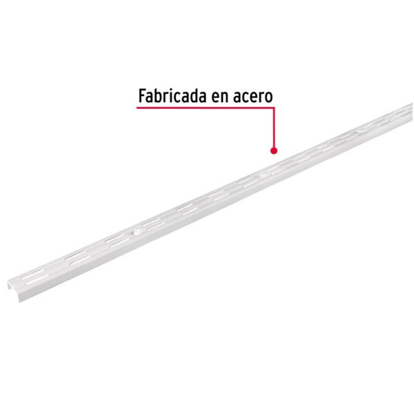 Cremallera doble blanca para ménsulas planas, 1.5m, FIERO