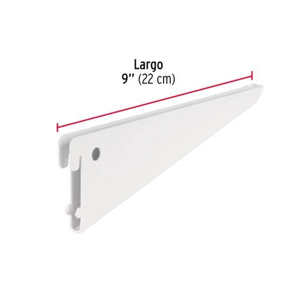 Ménsula plana blanca para cremallera doble, 22cm, FIERO