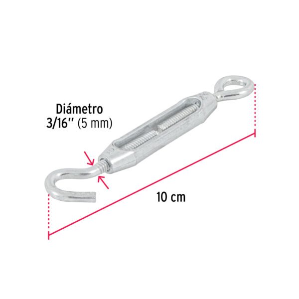 Tensor zinc 3/16" ojo-gancho, FIERO