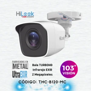 Cámara tipo bala TURBOHD 2 Megapíxeles (1080p) / Gran Angular 103º / Lente 2.8 mm / METAL / IR EXIR Inteligente 20 mts / Exterior IP66 / dWDR / TVI-AHD-CVI-CVBS