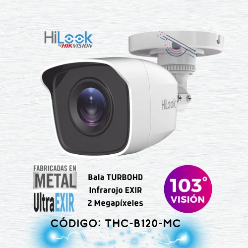 THC-B120-mc Cámara tipo bala TURBOHD 2 Megapíxeles (1080p) / Gran Angular 103º / Lente 2.8 mm / METAL / IR EXIR Inteligente 20 mts / Exterior IP66 / dWDR / TVI-AHD-CVI-CVBS
