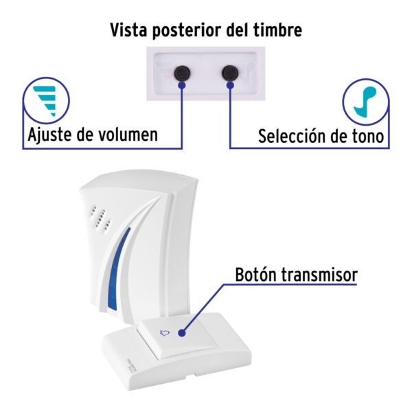TIMI-35B+FC1 Timbre inalámbrico de pilas, 36 tonos, VOLTECK BASIC