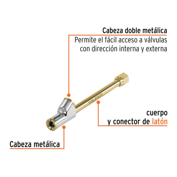 Inflador de cabeza doble, cuerda 1/4" NPT, TRUPER