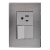 Placa Armada Policarbonato 1 Apagador Sencillo Y 1 Contacto 1.5 Mod. Plata Inox1002inox Igoto