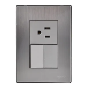 Placa Armada Policarbonato 1 Apagador Sencillo Y 1 Contacto 1.5 Mod. Plata Inox1002inox Igoto