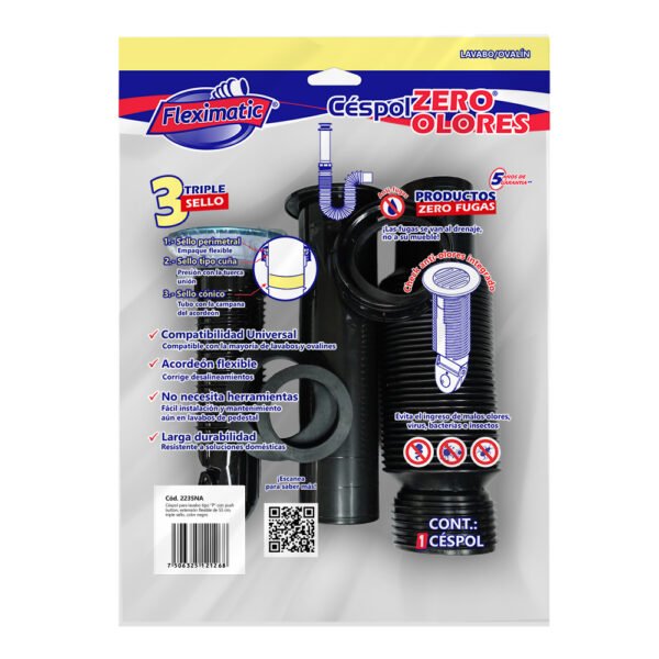 2235NA3-2026-05-06_15-01 CESPOL FLEXIBLE NEGRO CUBIETRTA ACERO INOX P/LAVABO 2235NA FLEXIMATIC