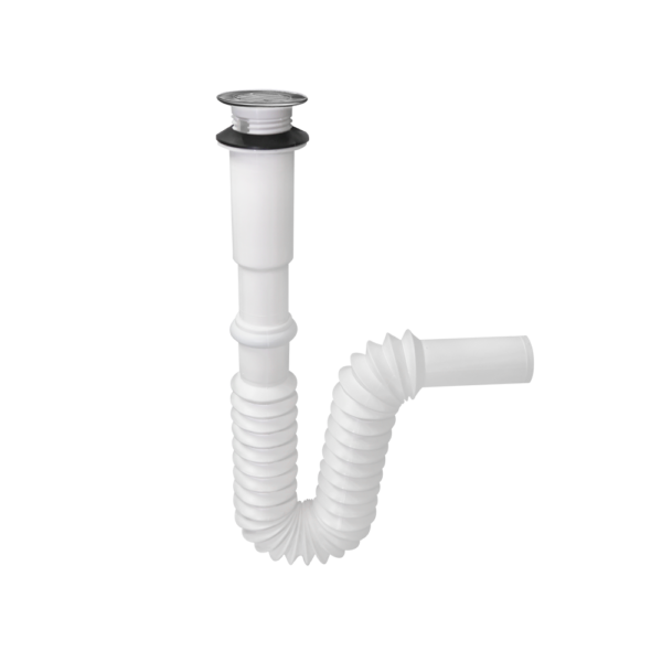 CESPOL PRACTICO FLEX 1 1/4 TIPO "P" P/LAVABO ARO ACERO INOX. 2932A FLEXIMATIC