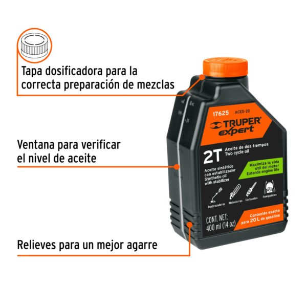 Aceite sintético para motor de 2 tiempos, 400 ml