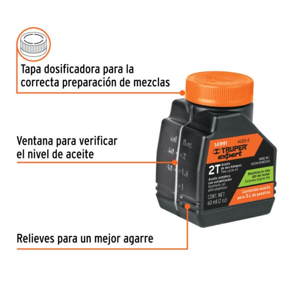 Aceite sintético para motor de 2 tiempos, 60 ml