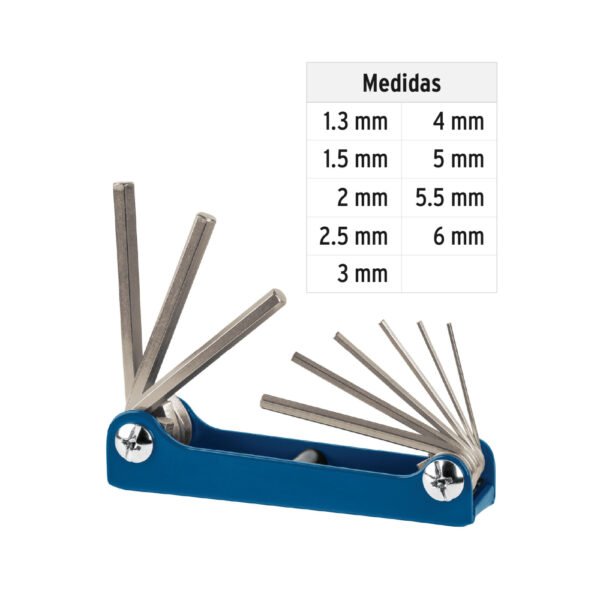 Juego de 9 llaves hexagonales mm, tipo navaja, TRUPER