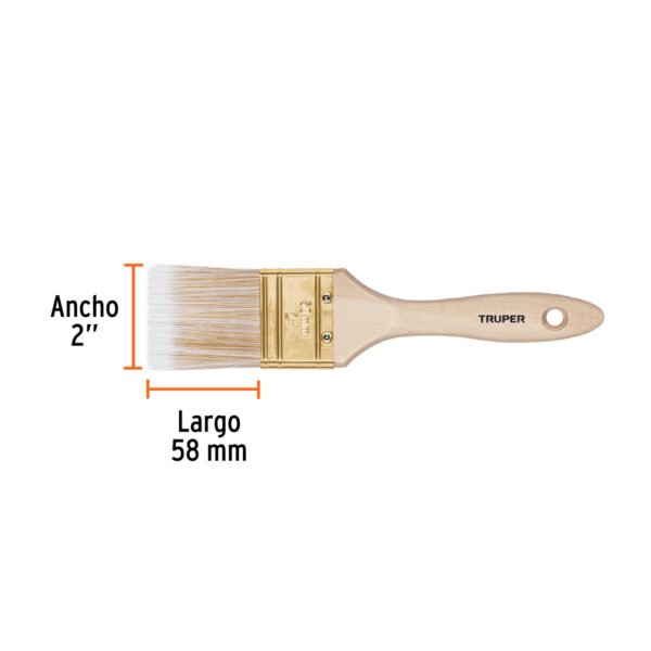 Brocha cerdas sintéticas 2" corte recto, mango de madera