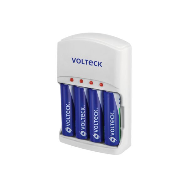 CA-RE-9 Cargador de pilas, AA, AAA y 9V, incluye 4 pilas AA, VOLTECK