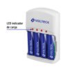 CA-RE-9+FC1 Cargador de pilas, AA, AAA y 9V, incluye 4 pilas AA, VOLTECK