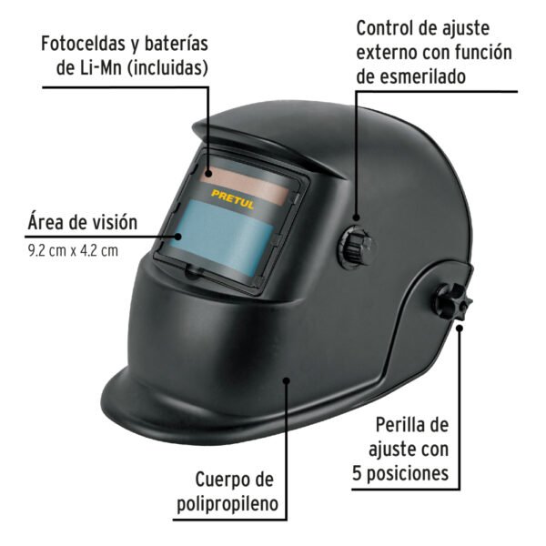 Careta electrónica para soldar 9-13, semiprofesional, PRETUL