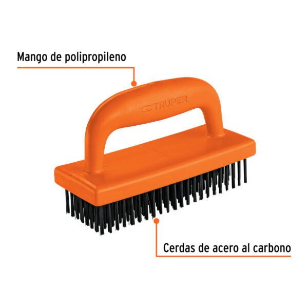 Cepillo de alambre 172 pinceles,rectangular con mango,TRUPER
