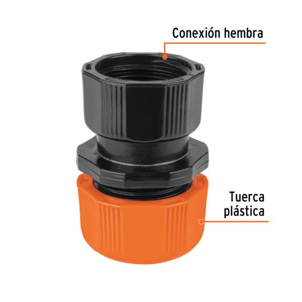Conector 1/2" hembra de ABS con tuerca de ajuste manual