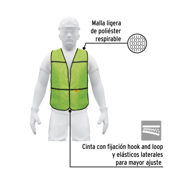 Chaleco de seguridad, uso de día, verde, PRETUL