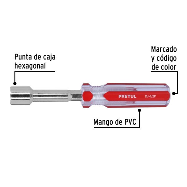 Desarmador de caja 1/2" mango de PVC, PRETUL