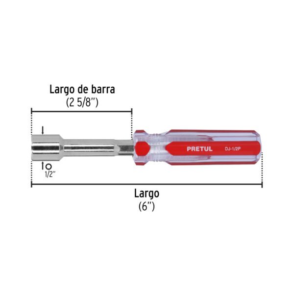 Desarmador de caja 1/2" mango de PVC, PRETUL