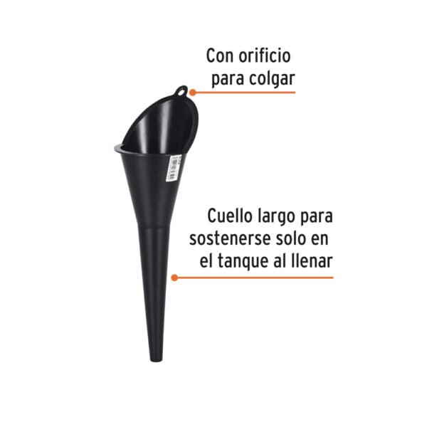 Embudo plástico 250 ml, cuello rígido, TRUPER
