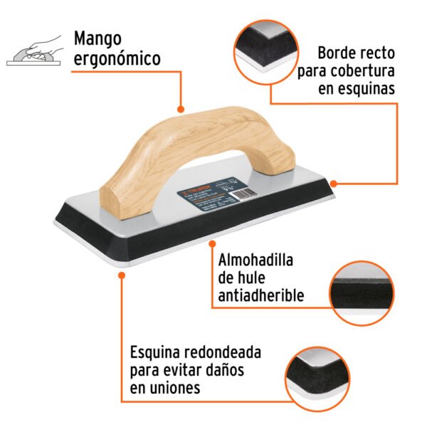 FL-10X+FC1 Flota de hule 9-1/2", espesor 5/8",acabado extraliso, TRUPER