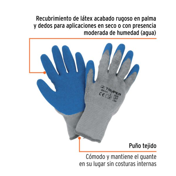 Guantes de poliéster recubiertos de látex, M, TRUPER