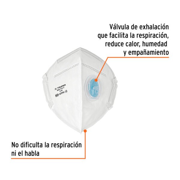 MAS-PLE-V+FC1 Respirador plegable N95 con válvula para partículas, TRUPER